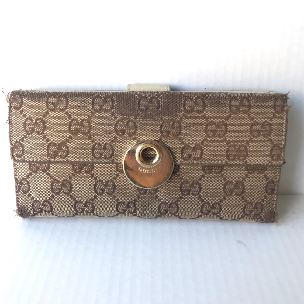 Gucci Canvas & Leather Wallet As Is